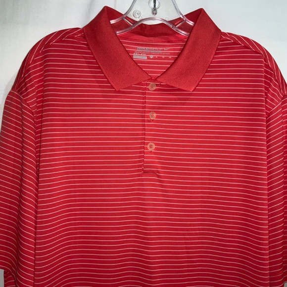 NIKE Golf Polo Sz XL Red Striped Dri-Fit Poly Lightweight Short Sleeve - Picture 2 of 7